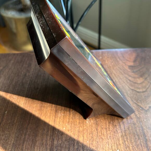 Vintage Yaps Mirror Music Box Love Story MCM Floral No Butterfly Brown Frame - Picture 4 of 9